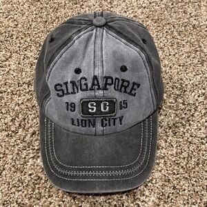 Singapore Lion City SG Embroidered Baseball Cap - Charcoal Gray